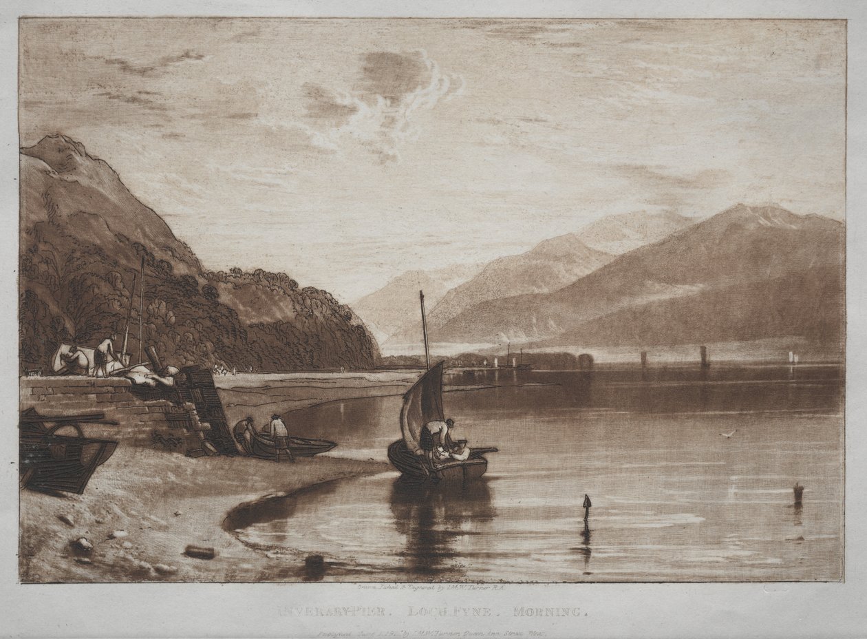 Liber Studiorum: Inverary-bryggen, Lock Fyne, morgen av Joseph Mallord William Turner