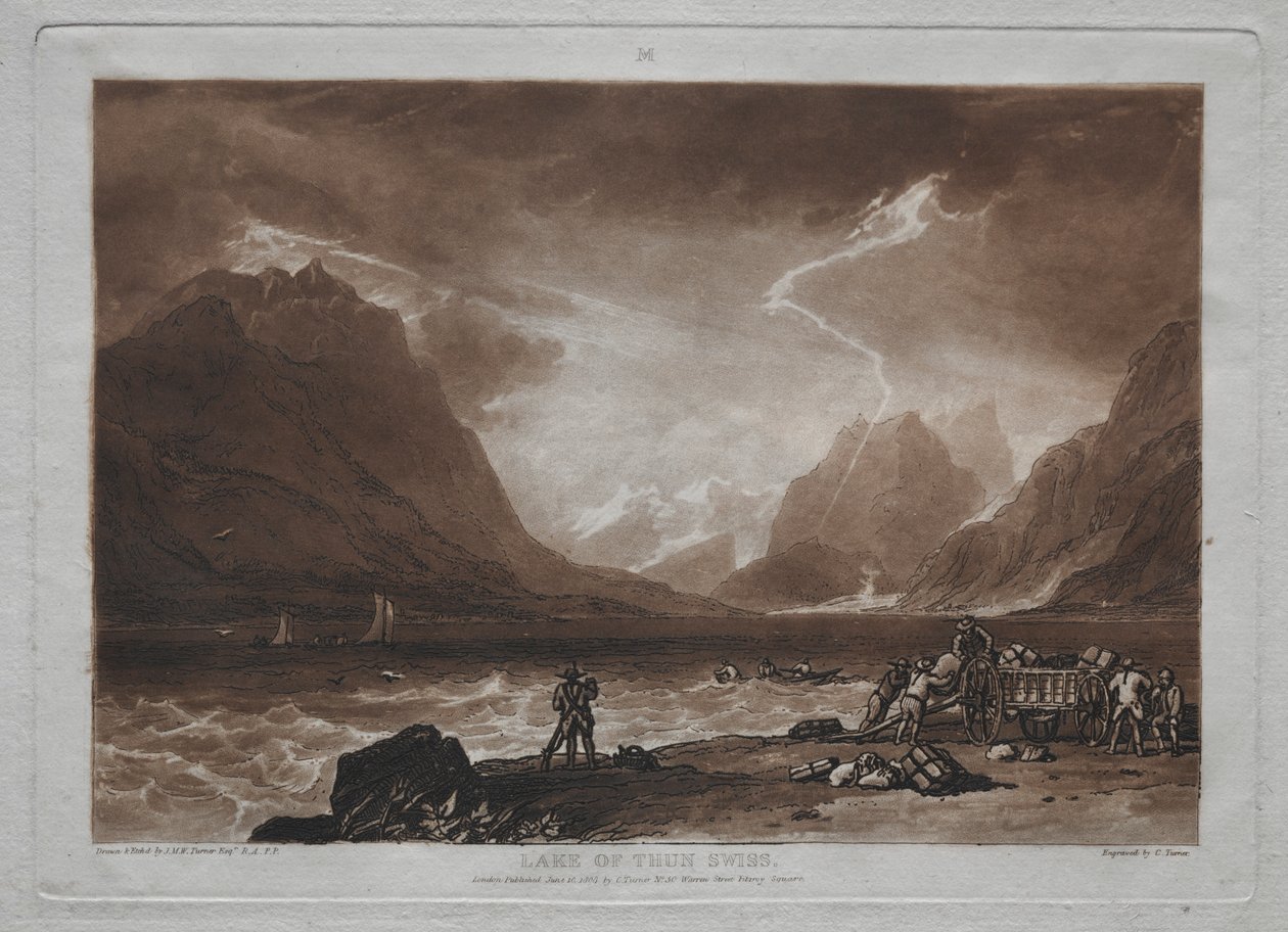 Liber Studiorum: Thunsjøen, Sveits. av Joseph Mallord William Turner