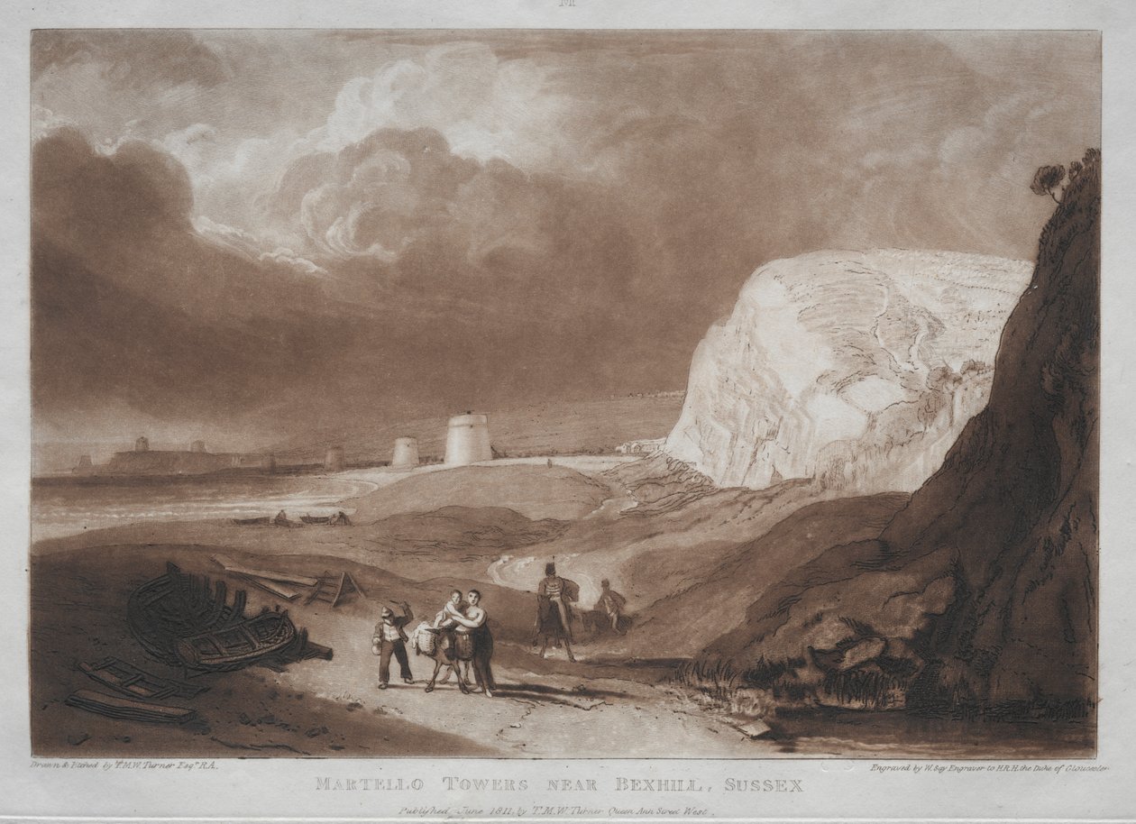 Studiebok: Martello Towers, nær Bexhill, Sussex av Joseph Mallord William Turner