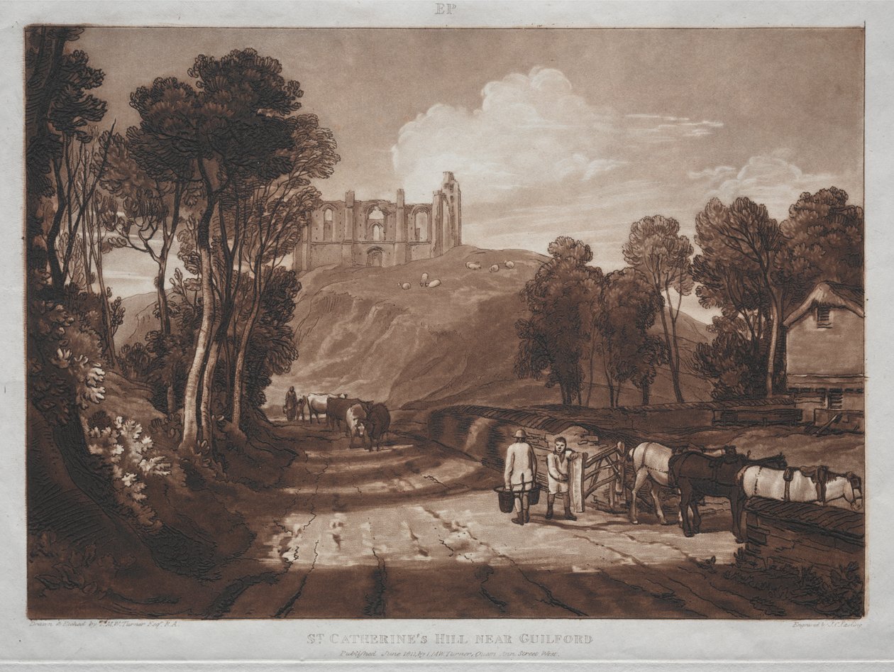 Liber Studiorum: St. Catherine's Hill, nær Guilford av Joseph Mallord William Turner