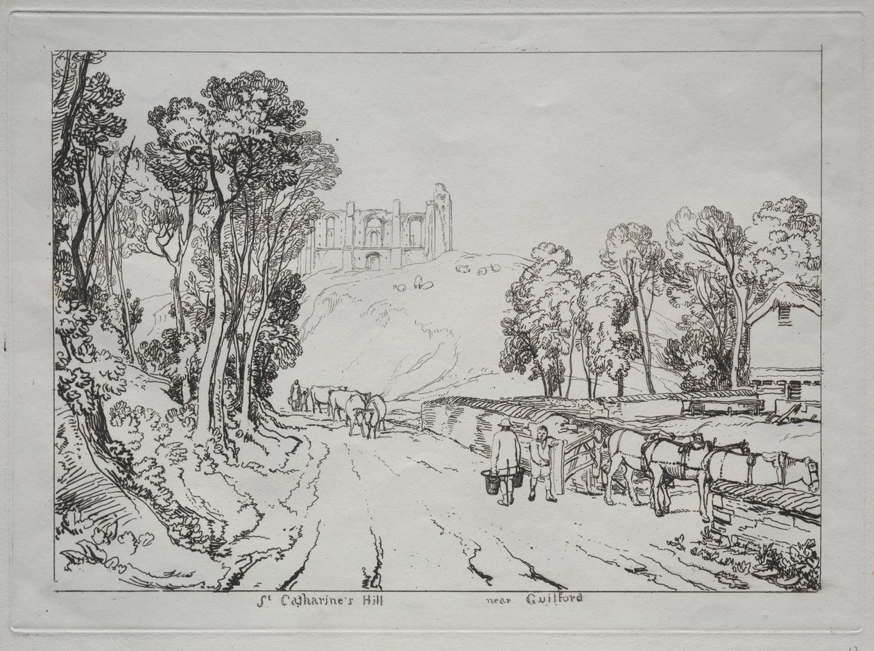 Liber Studiorum: St. Catherines Hill, nær Guilford. av Joseph Mallord William Turner