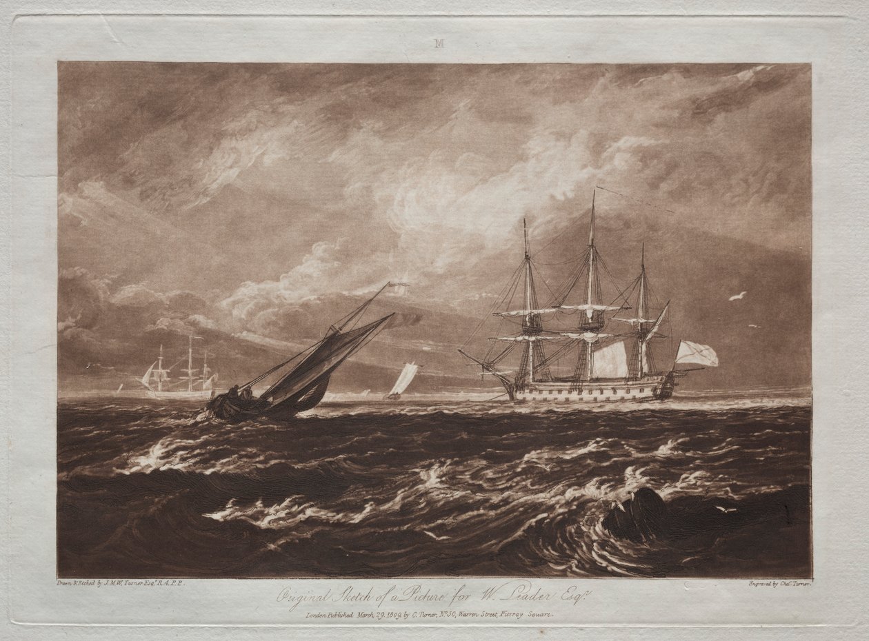 Liber Studiorum: The Leader Sea-piece. av Joseph Mallord William Turner