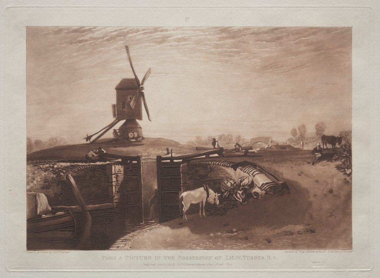 Liber Studiorum: Vindmølle og lås av Joseph Mallord William Turner