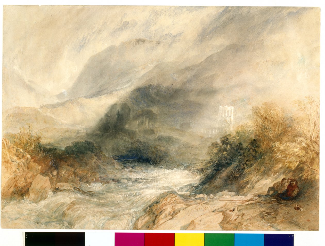 Llanthony Abbey, Monmouthshire (akvarell over blyant på hvitt papir) av Joseph Mallord William Turner
