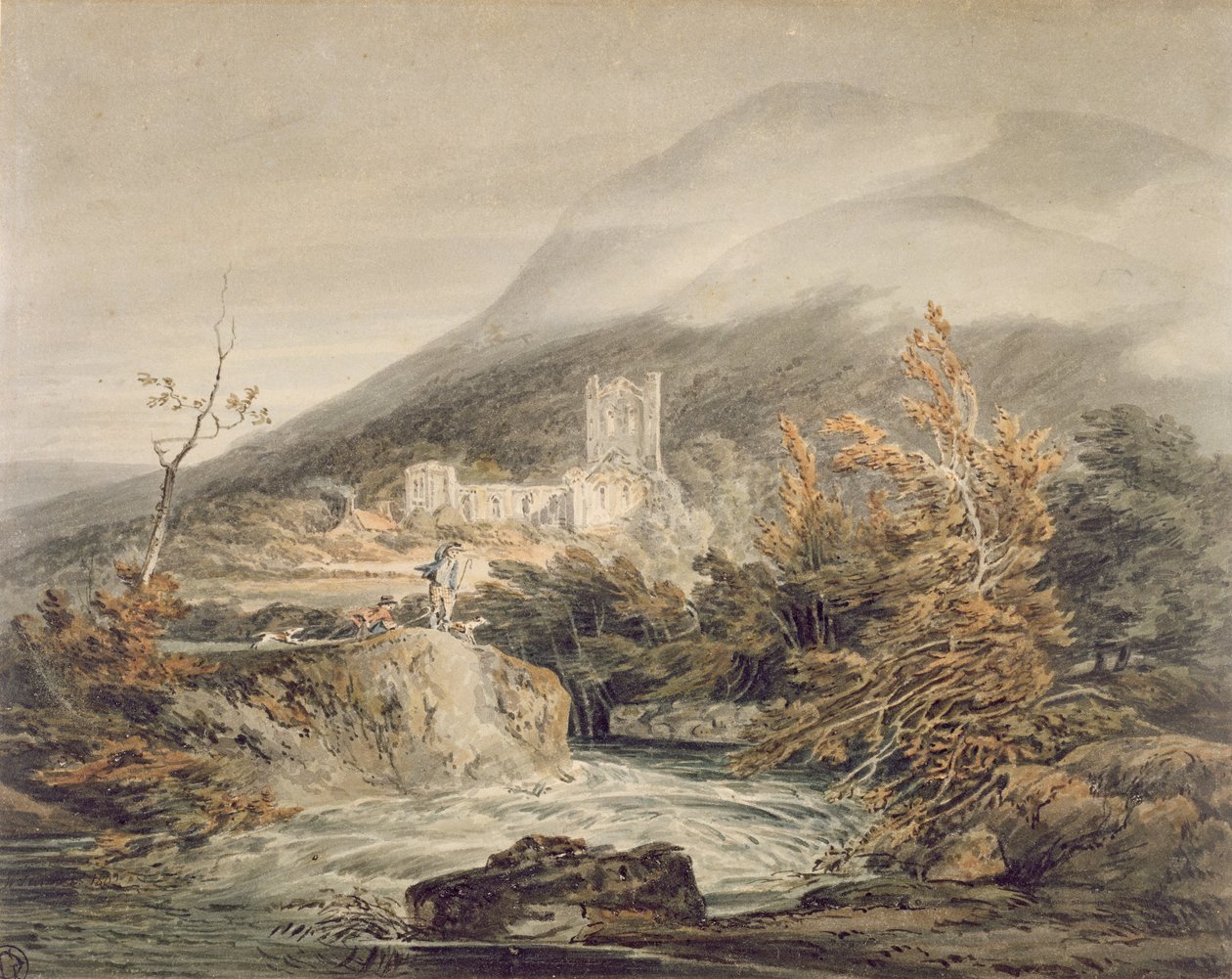 Llanthony Abbey, Monmouthshire, ca. 1792 (akvarell med penn og blekk på hvitt papir) av Joseph Mallord William Turner