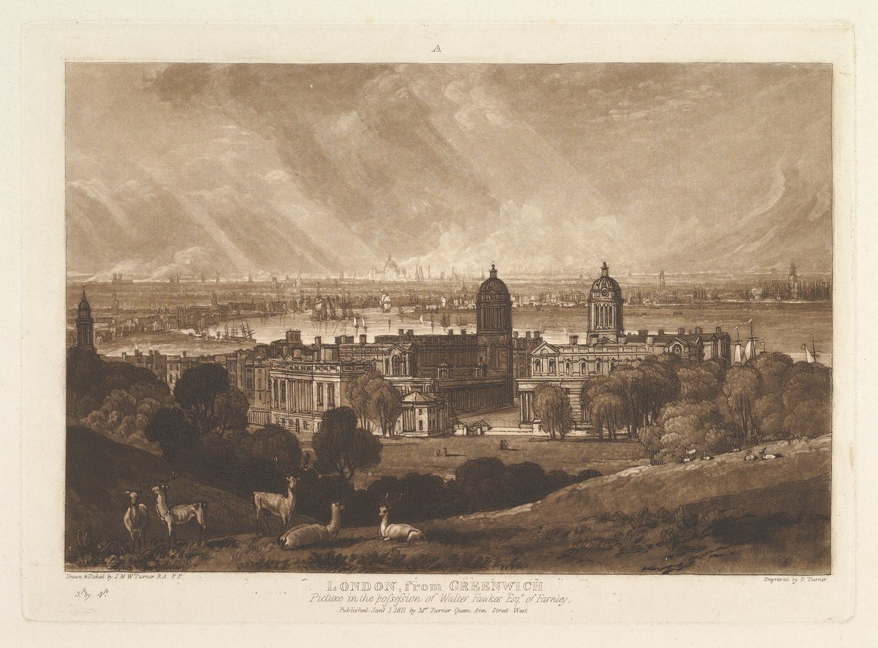 London fra Greenwich Liber Studiorum, del V, plate 26, 1. januar 1811. av Joseph Mallord William Turner