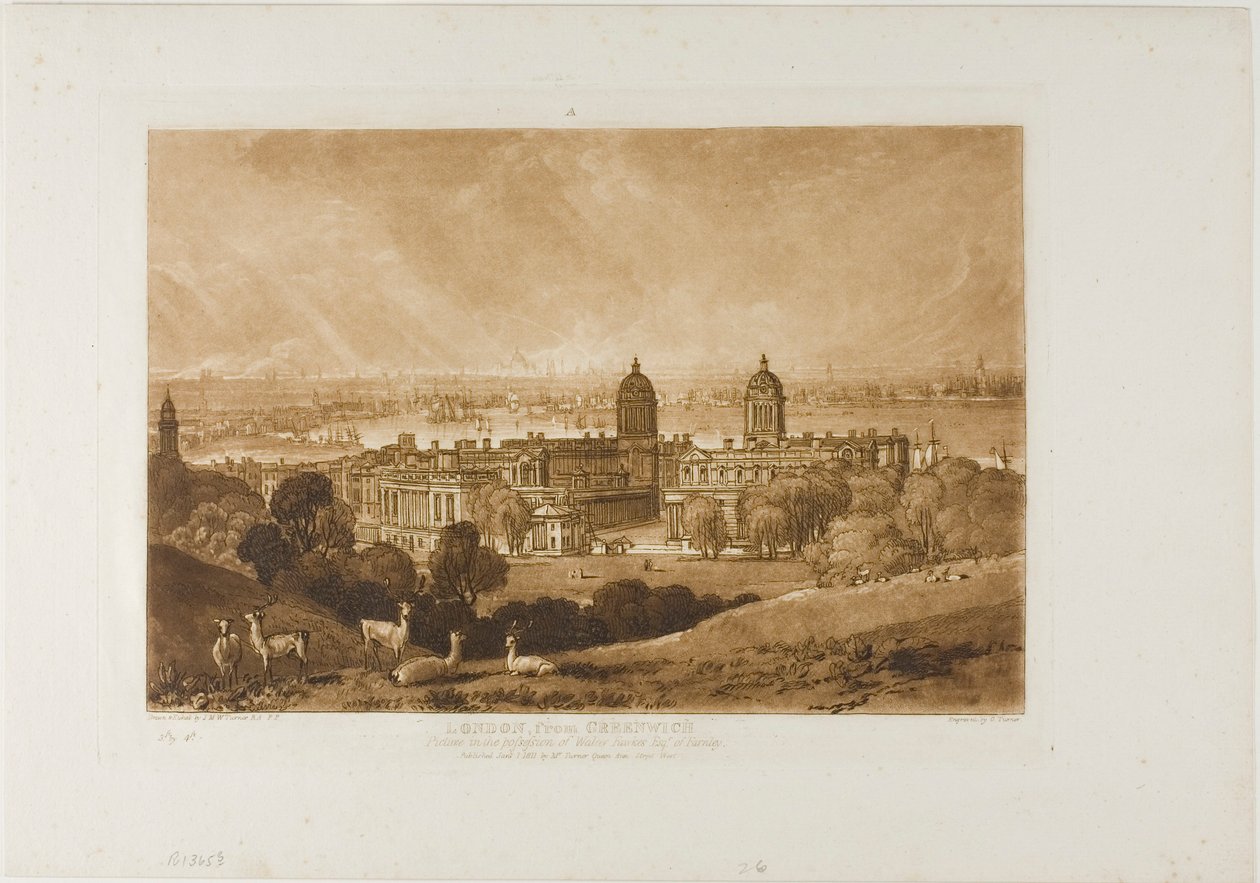 London fra Greenwich, plate 26 fra Liber Studiorum av Joseph Mallord William Turner