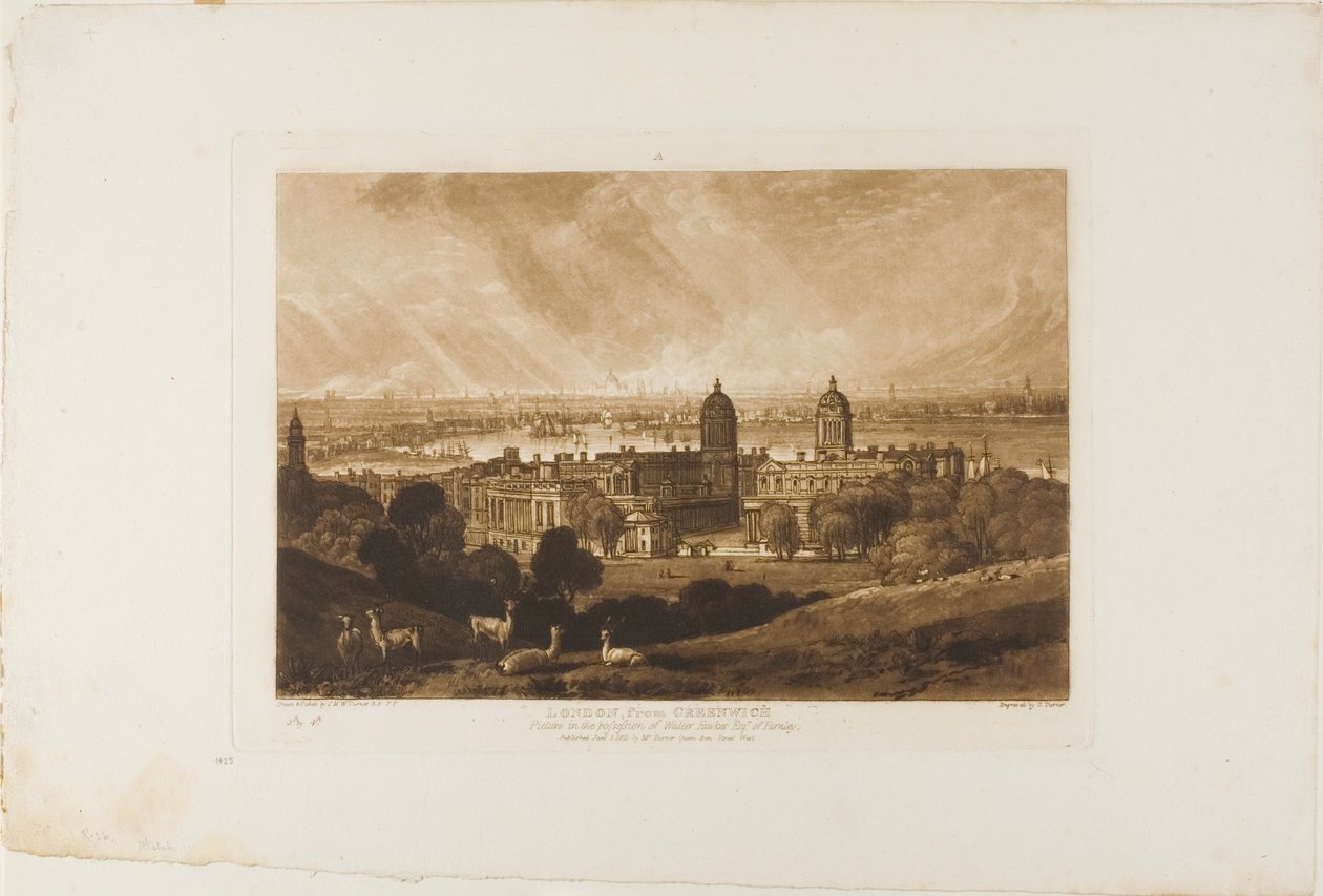 London fra Greenwich, plate 26 fra Liber Studiorum av Joseph Mallord William Turner