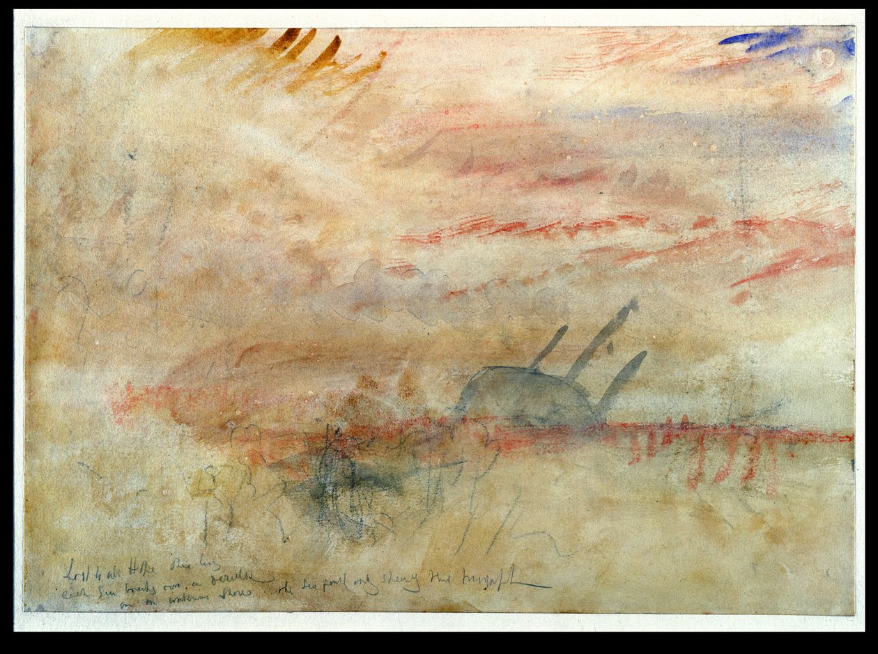 Lost to All Hope The Brig, ca. 1845-50 (wc og grafitt på vevd papir) av Joseph Mallord William Turner