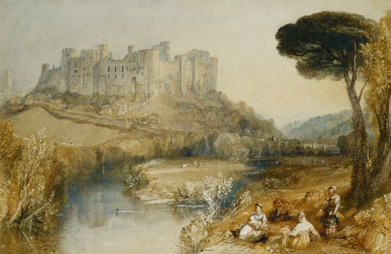 Ludlow Castle (blyant og akvarell forsterket med utskraping og gummi arabicum på papir) av Joseph Mallord William Turner