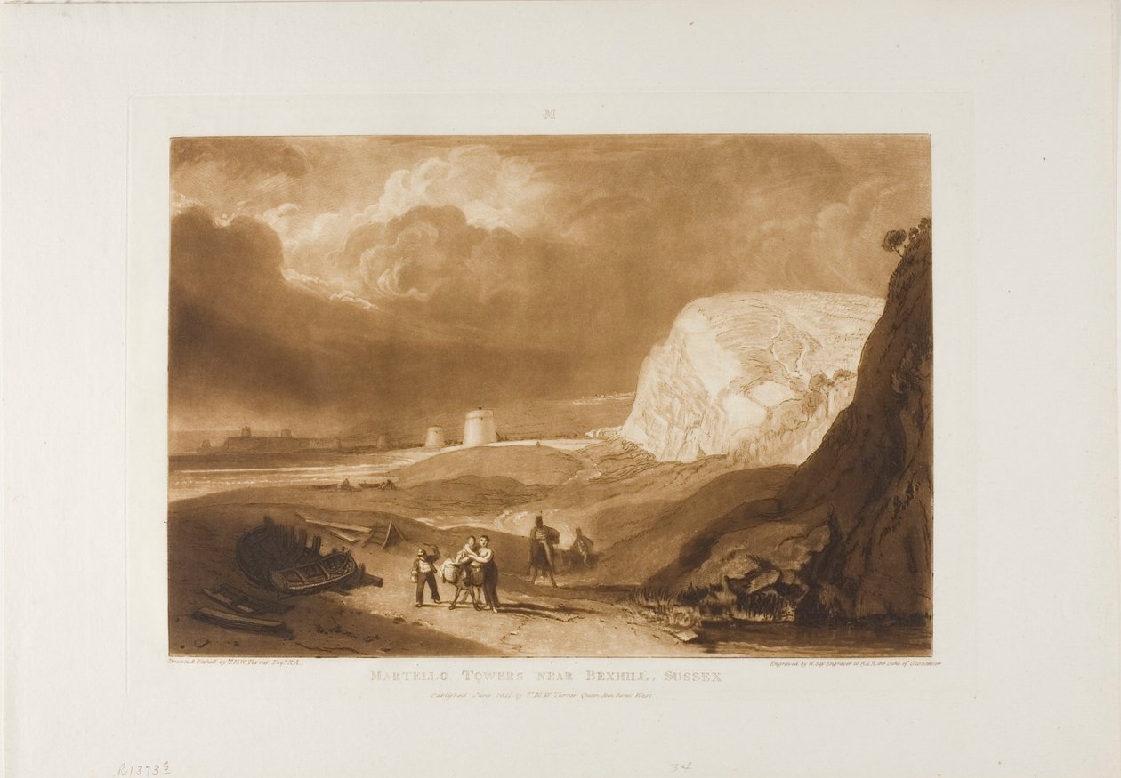Martello Towers nær Bexhill, Sussex av Joseph Mallord William Turner