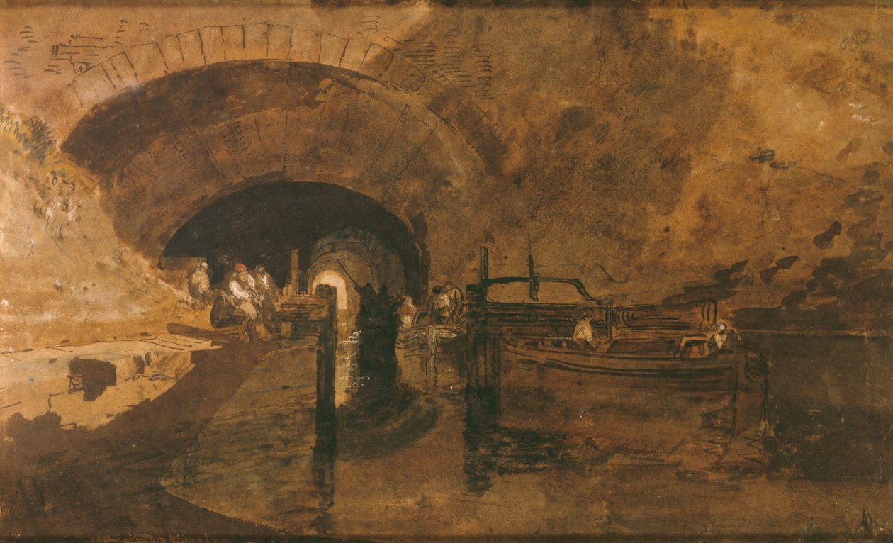 Menn og lektere ved tunnelinngang av Joseph Mallord William Turner