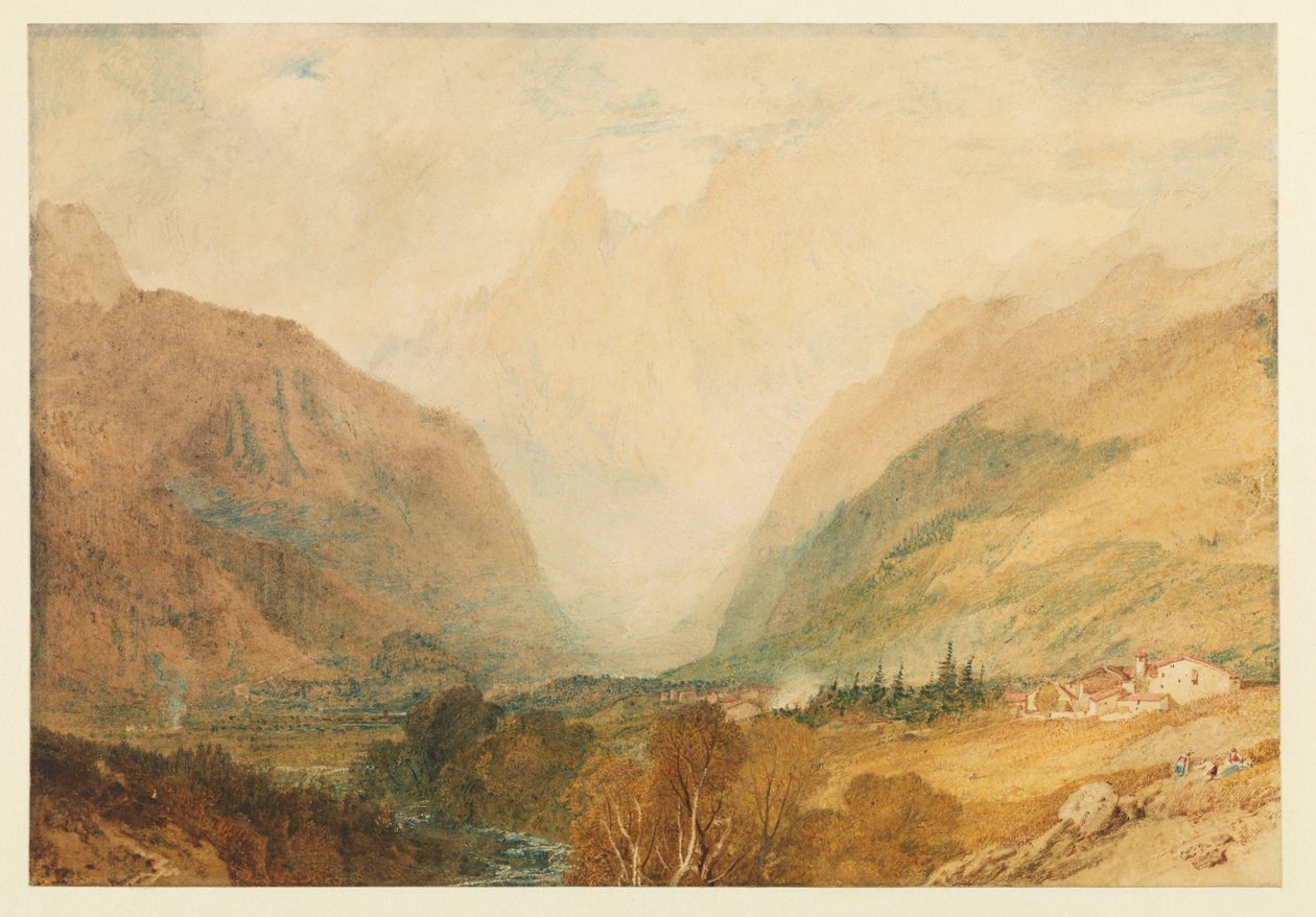 Mont Blanc, ovenfra Courmayeur, rundt 1810 av Joseph Mallord William Turner