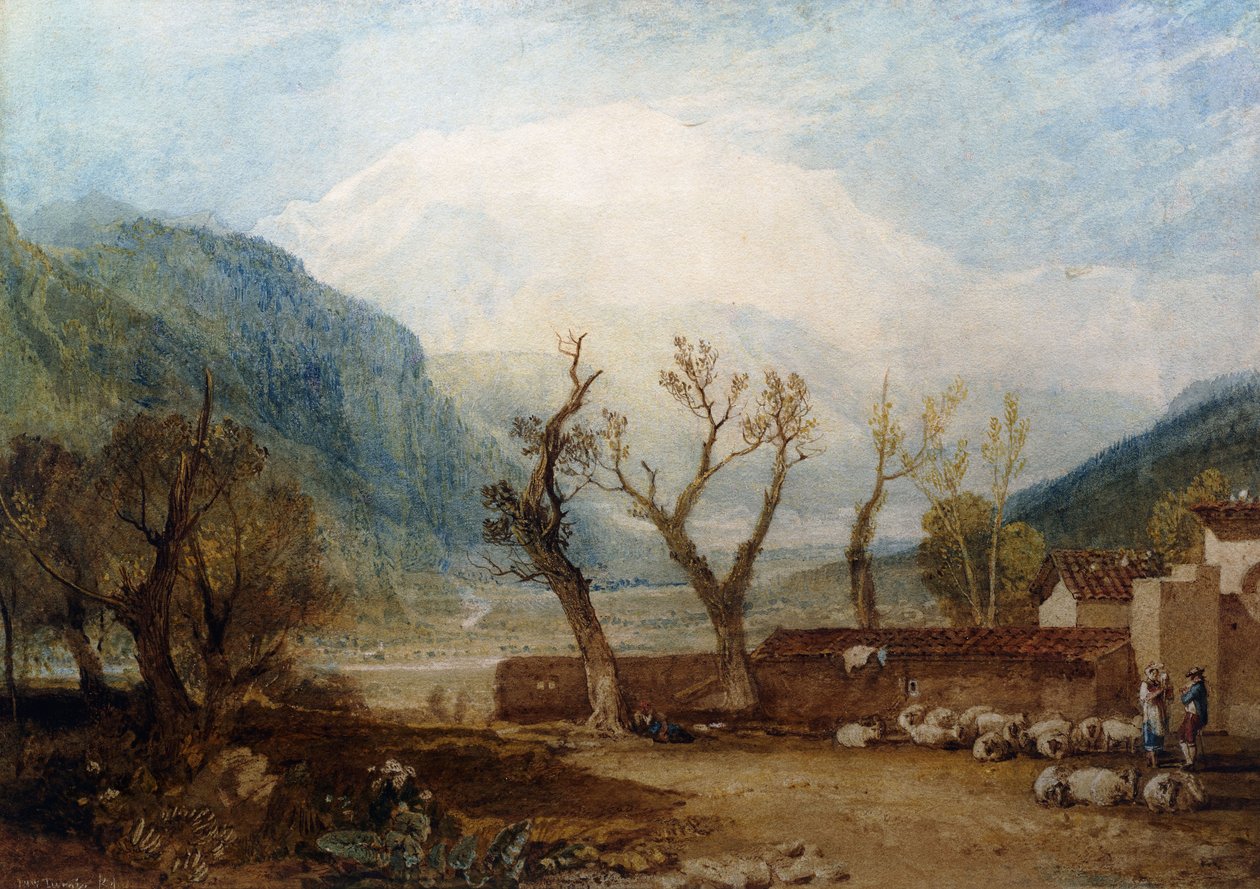 Mont Blanc, fra broen til St. Martin, Sallanches av Joseph Mallord William Turner