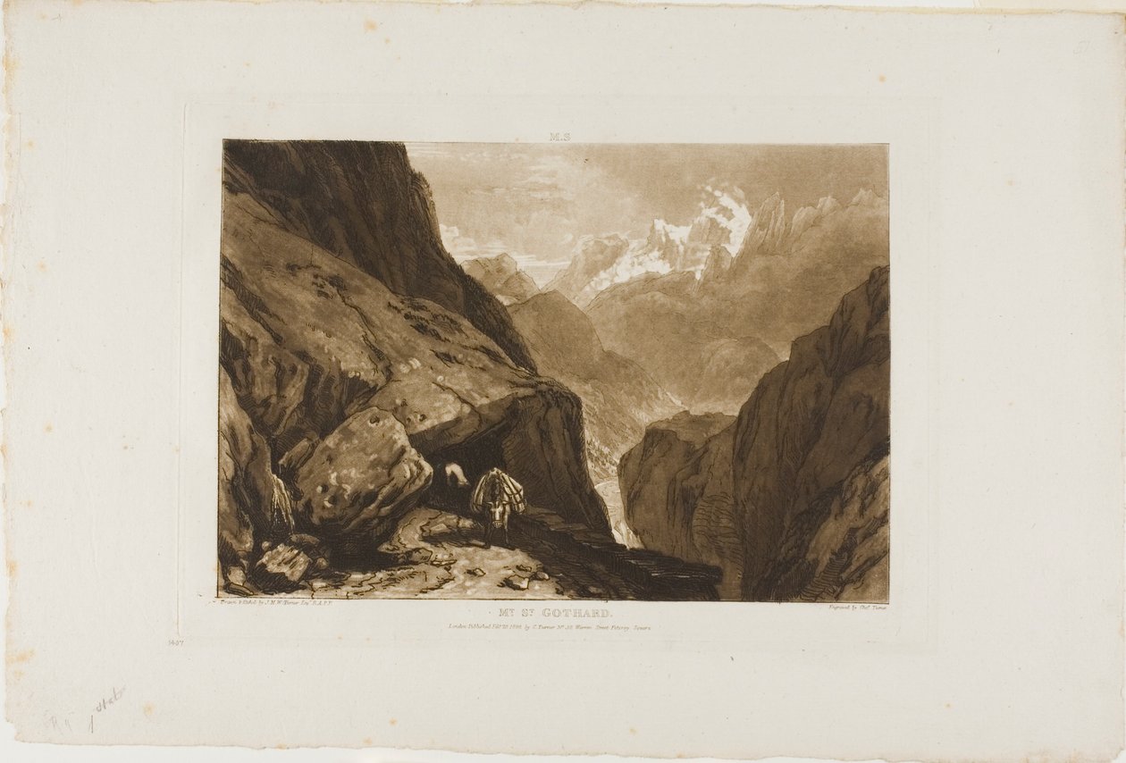 Mount Saint Gothard, plate 9 fra Liber Studiorum av Joseph Mallord William Turner