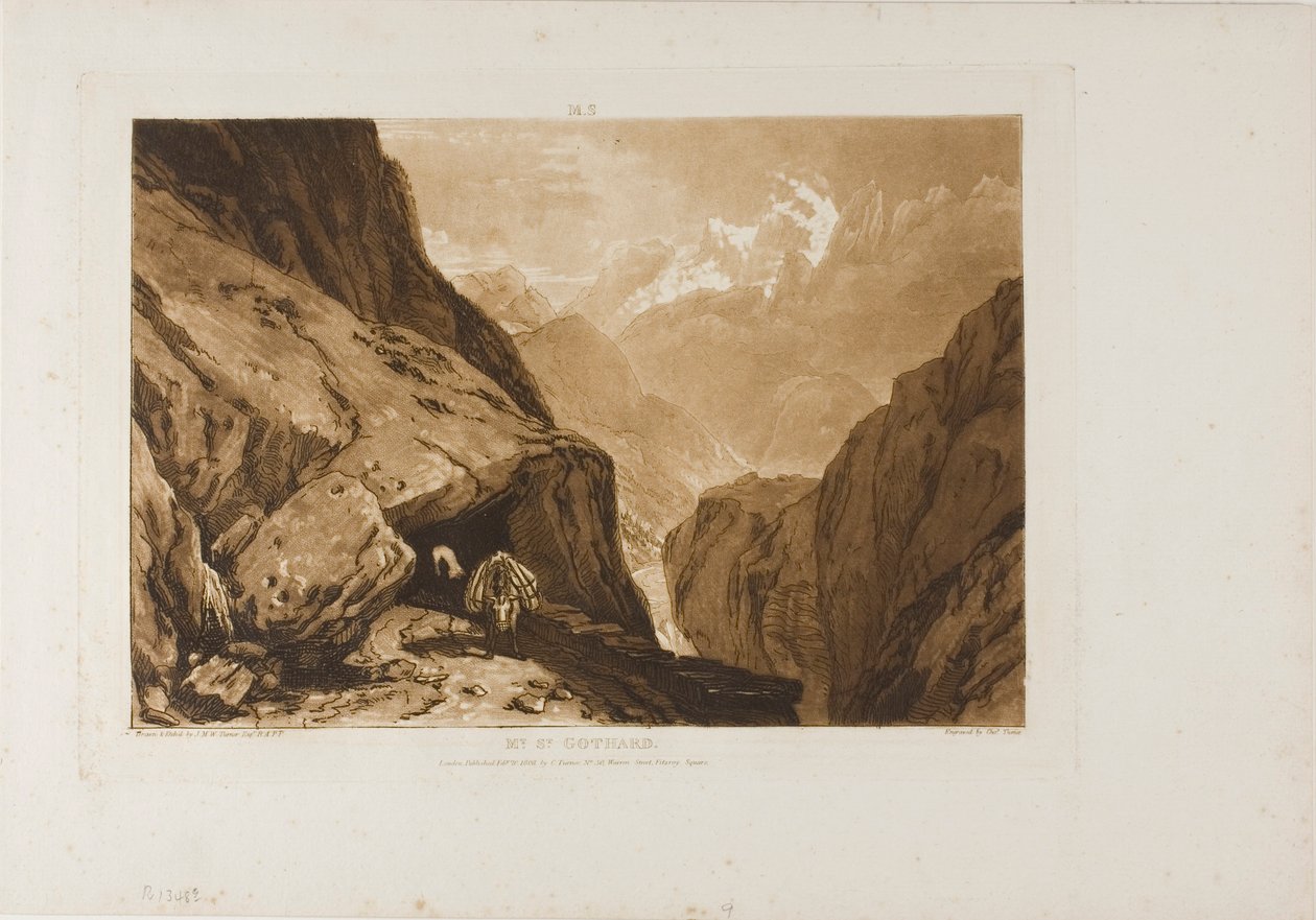 Mount Saint Gothard, plate 9 fra Liber Studiorum av Joseph Mallord William Turner