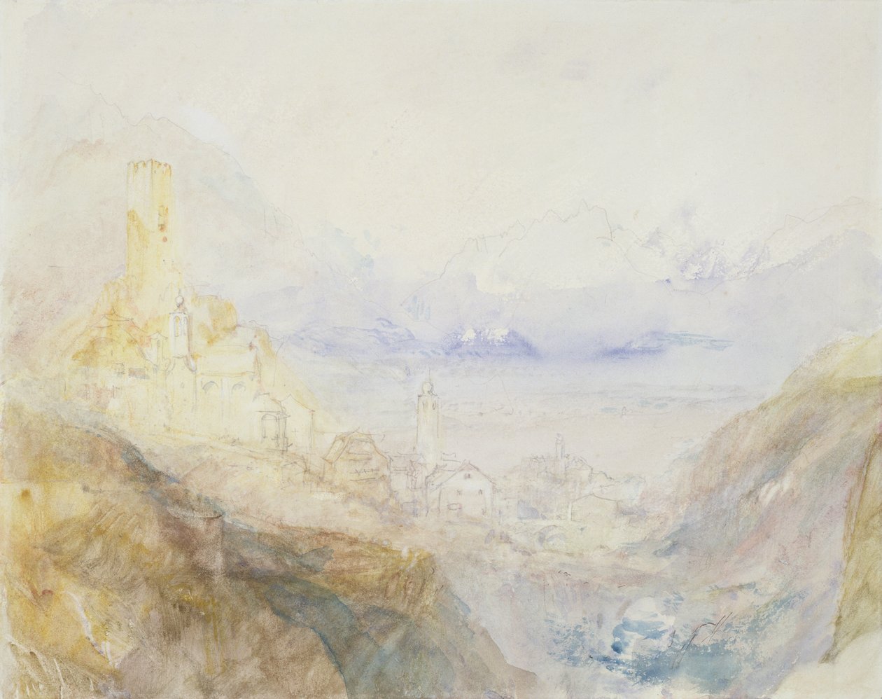 No.0588 Hospenthal, Fall of St. Gothard, morgen (se også 95126) av Joseph Mallord William Turner