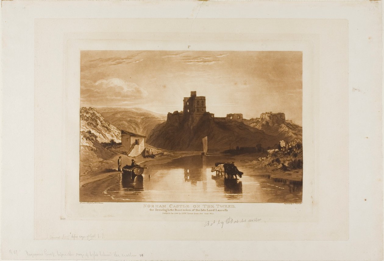 Norham Castle, plate 57 fra Book of Studies av Joseph Mallord William Turner