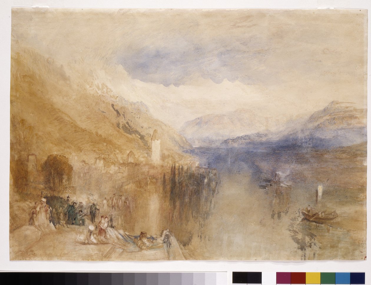 Oberhofen, Thunsjøen (akvarell på hvitt papir) av Joseph Mallord William Turner