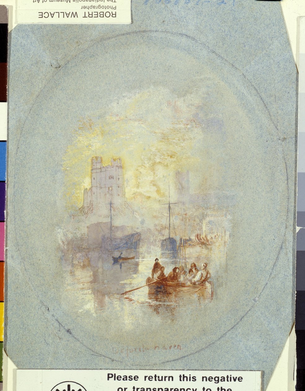 Orford Haven (gouache forsterket med penn og blekk på blått papir) av Joseph Mallord William Turner