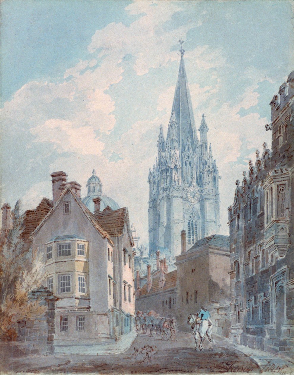 Oxford: St Marys fra Oriel Lane, 1792-1793 av Joseph Mallord William Turner
