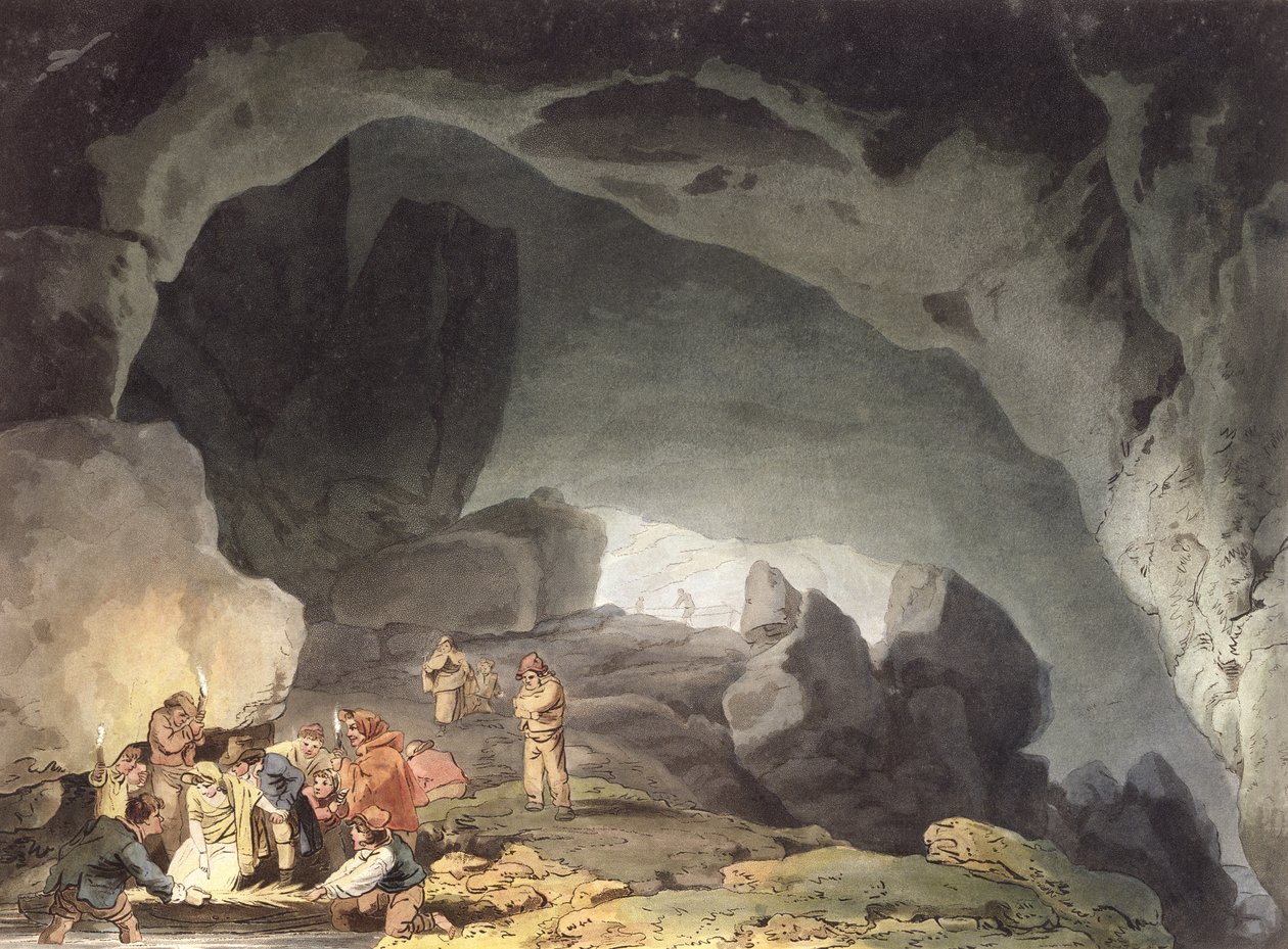 Peaks Hole, Derbyshire (fargegravering) av Joseph Mallord William Turner