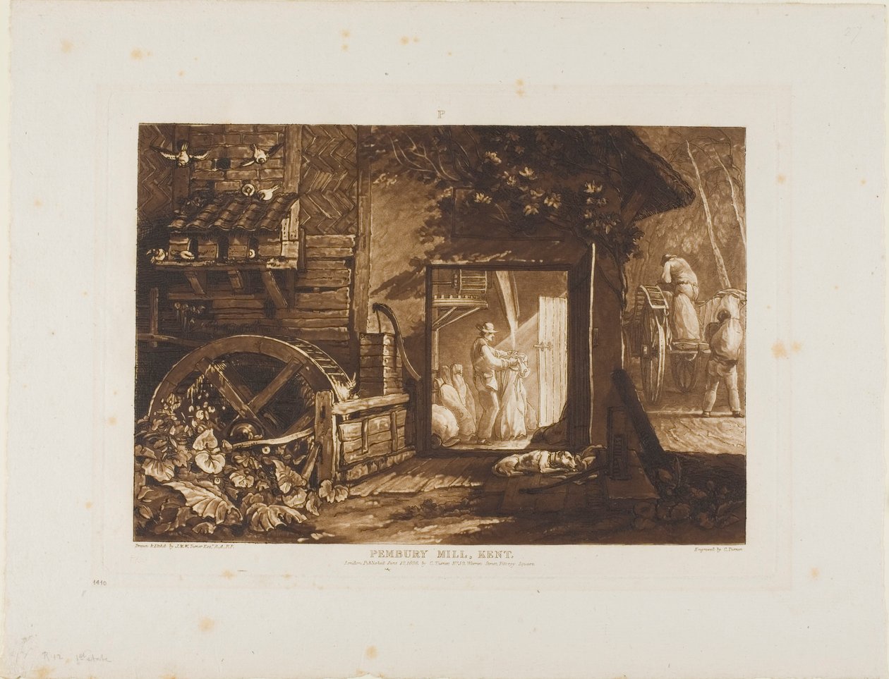 Pembury Mill, Kent, plate 12 fra Liber Studiorum av Joseph Mallord William Turner