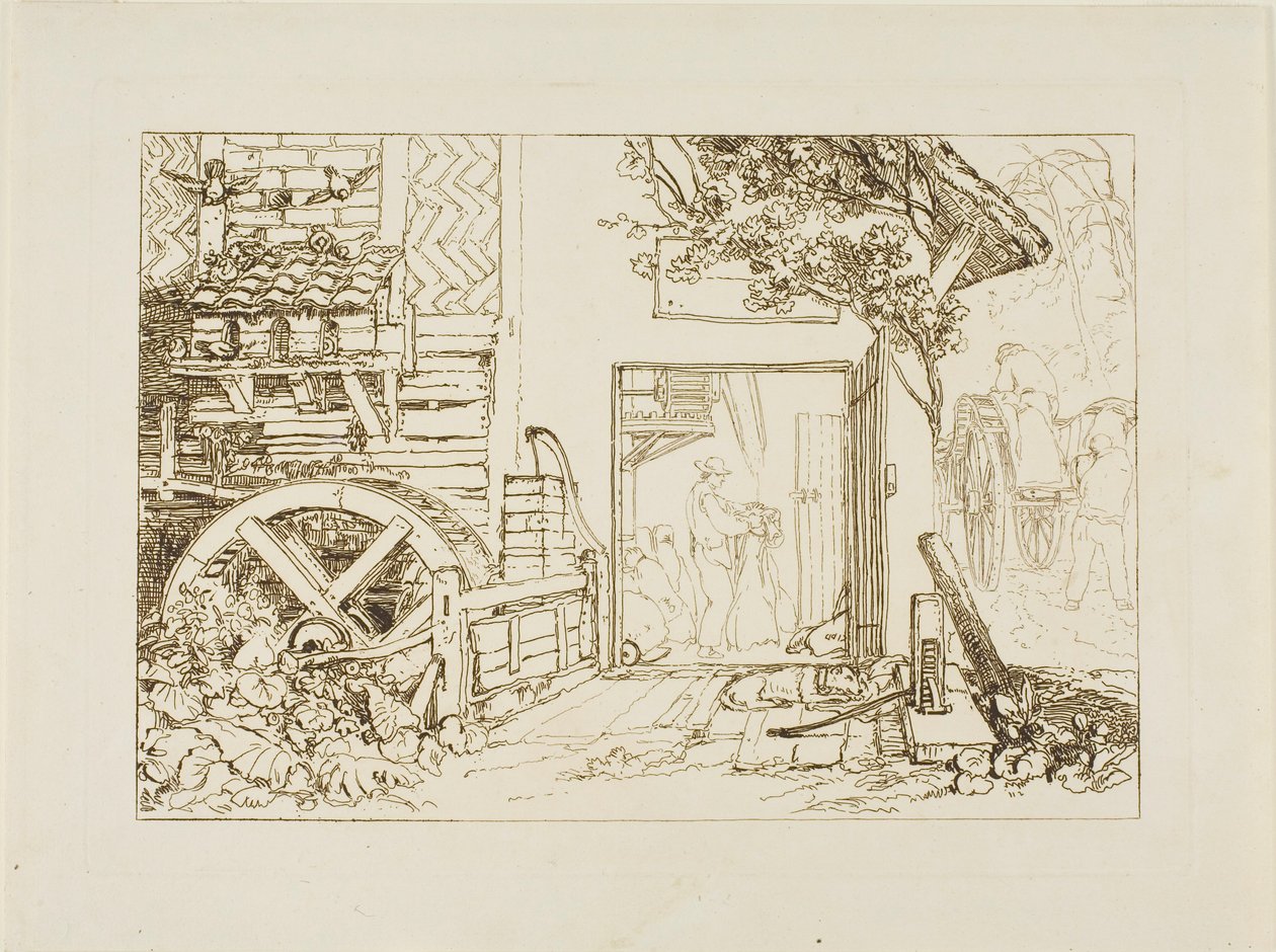 Pembury Mill, Kent, plate 12 fra Liber Studiorum av Joseph Mallord William Turner