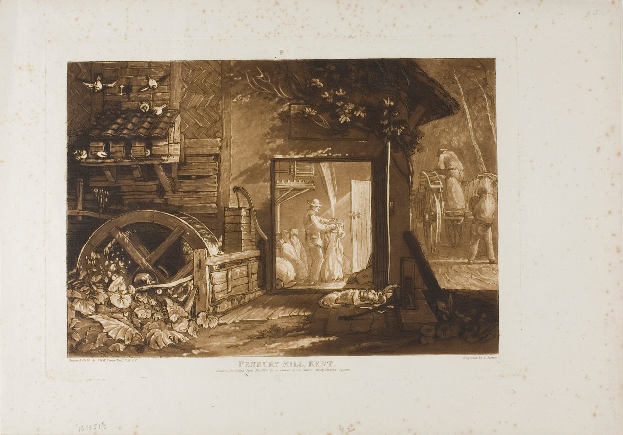 Pembury Mill, Kent, plate 12 fra Liber Studiorum av Joseph Mallord William Turner