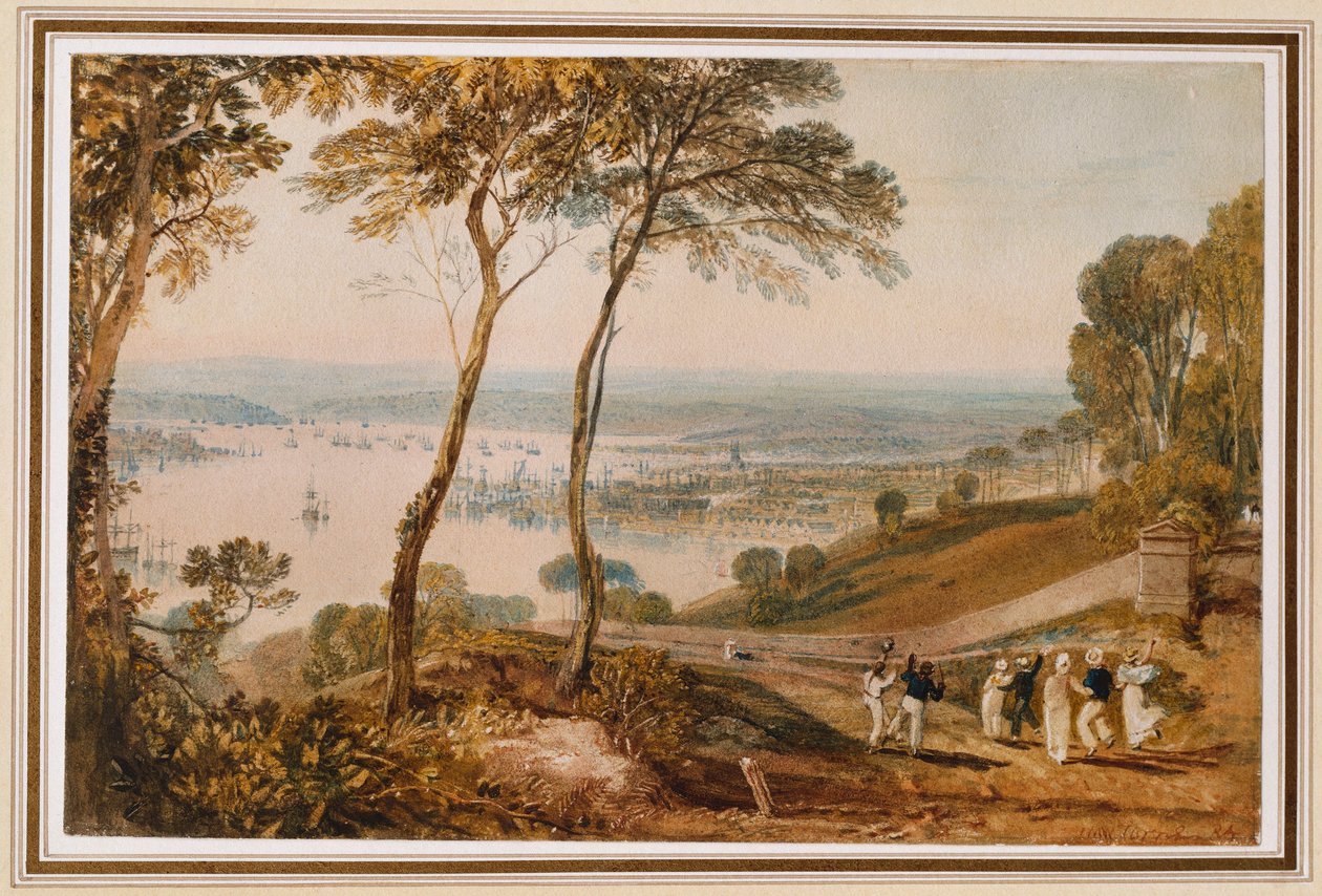 Plymouth Dock, fra nær Mount Edgecumbe av Joseph Mallord William Turner