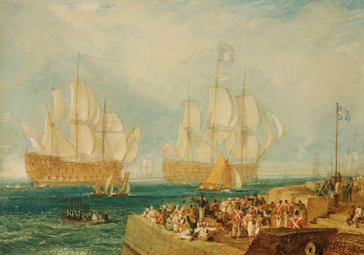 Plymouth Harbour: Tauing inn franske priser av Joseph Mallord William Turner