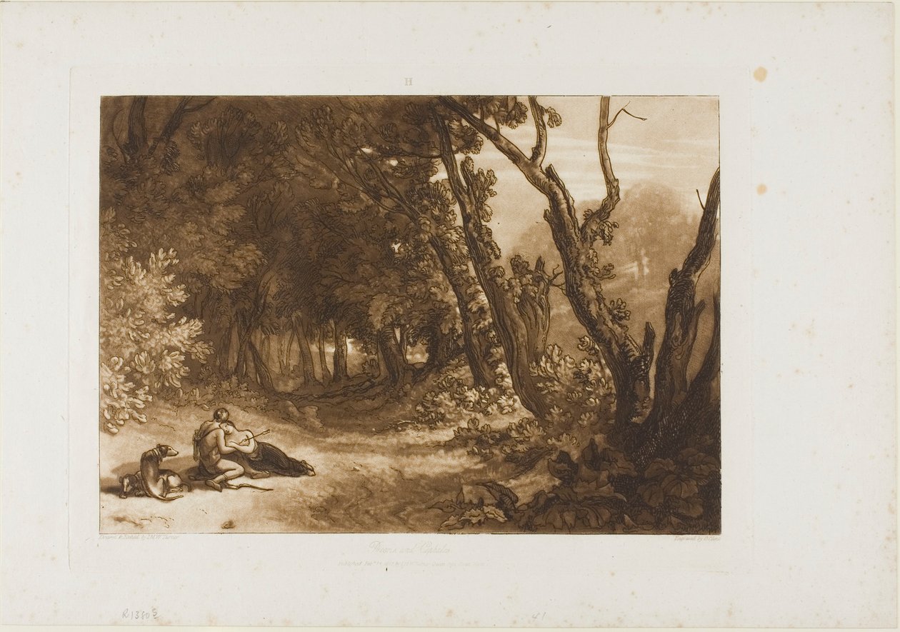 Procris og Cephalus, plate 41 fra Studieboken av Joseph Mallord William Turner