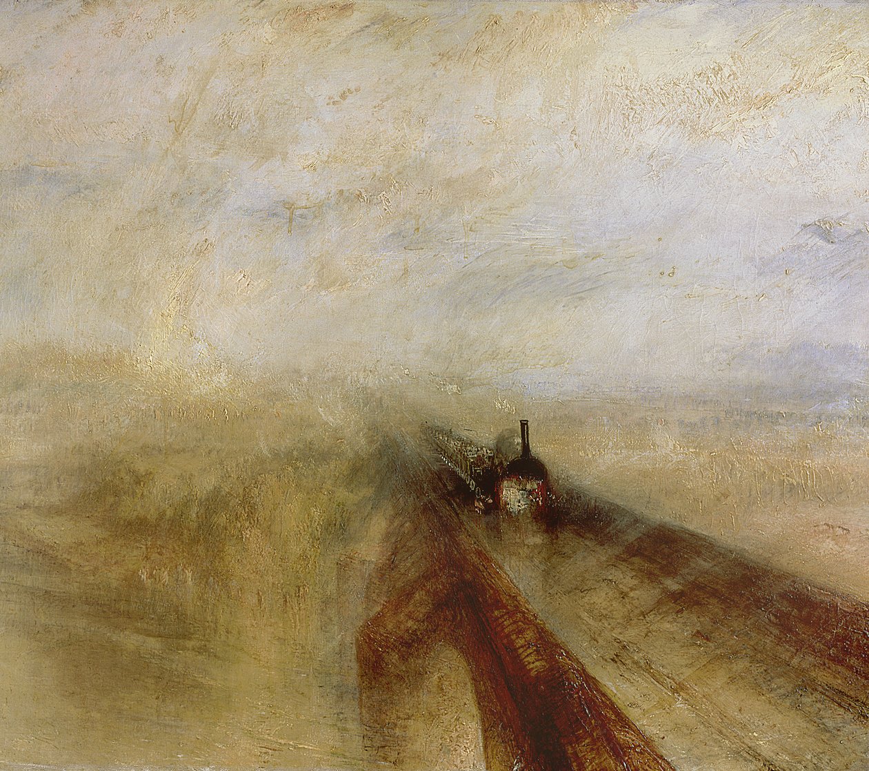 Rain Steam and Speed, The Great Western Railway, malt før 1844 av Joseph Mallord William Turner