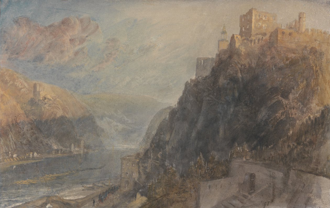 Rheinfels med utsikt mot Katz og Goarhausen av Joseph Mallord William Turner