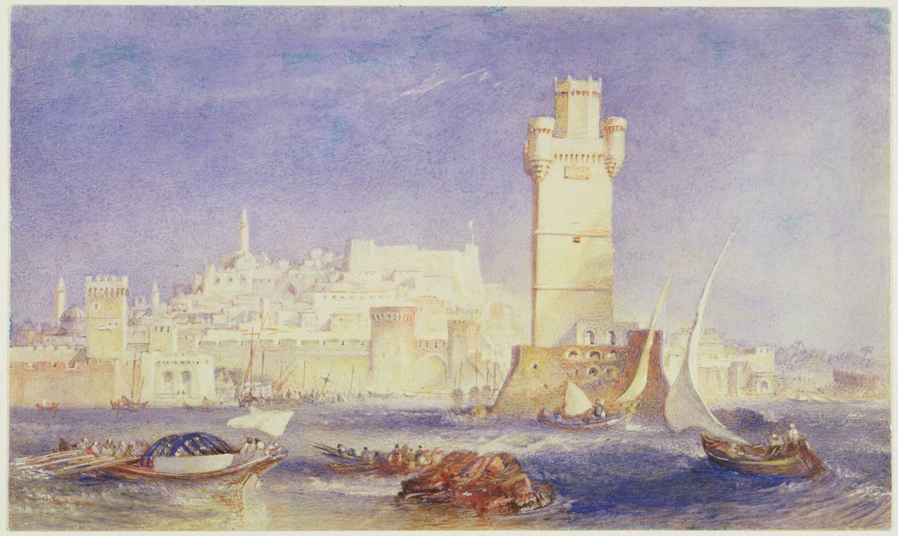Rhodos, ca. 1823-24 (w/c & kroppsfarge på papir) av Joseph Mallord William Turner