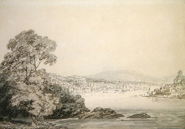 River Scene (penn, blekk og vask på papir) av Joseph Mallord William Turner