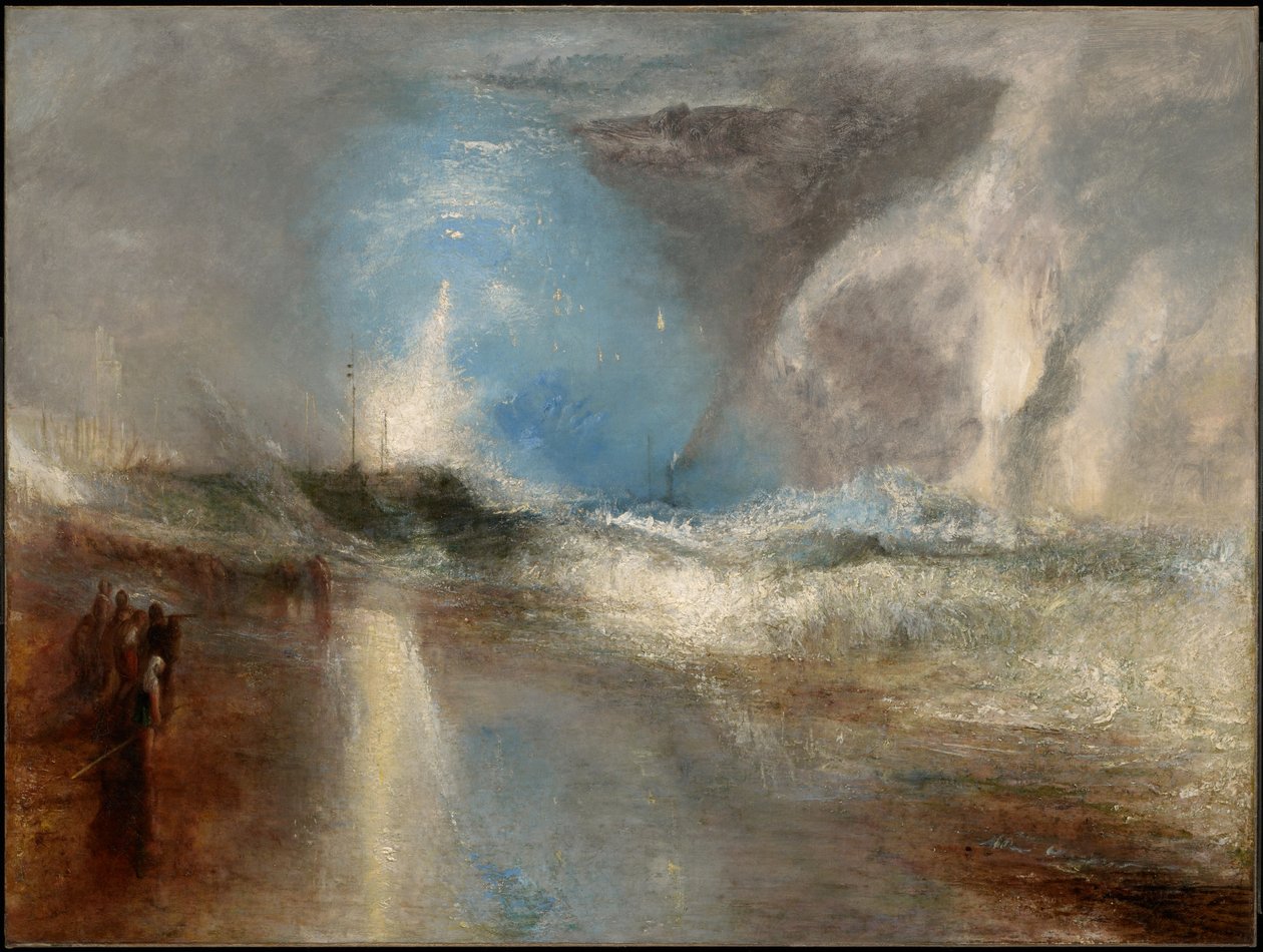 Raketter og blå lys (like for hånden) for å advare dampbåter om grunt vann av Joseph Mallord William Turner