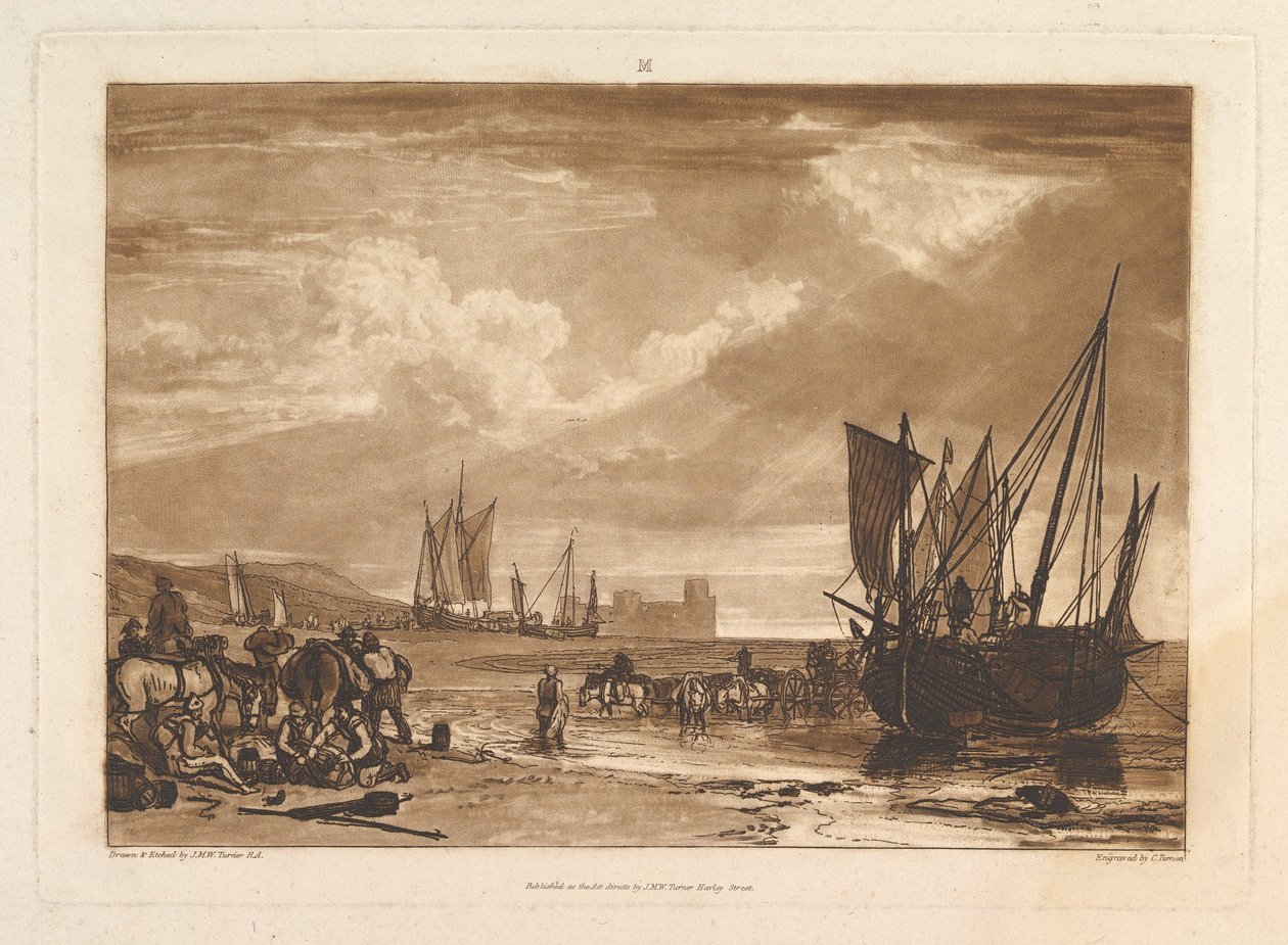 Scene på den franske kysten Liber Studiorum, del I, plate 4, 11. juni 1807. av Joseph Mallord William Turner