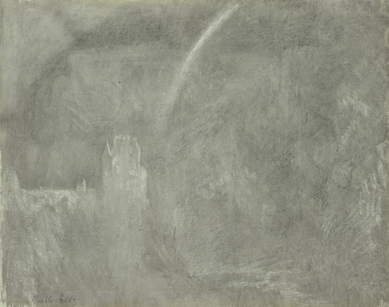 Schloss Eltz (kritt på papir) av Joseph Mallord William Turner