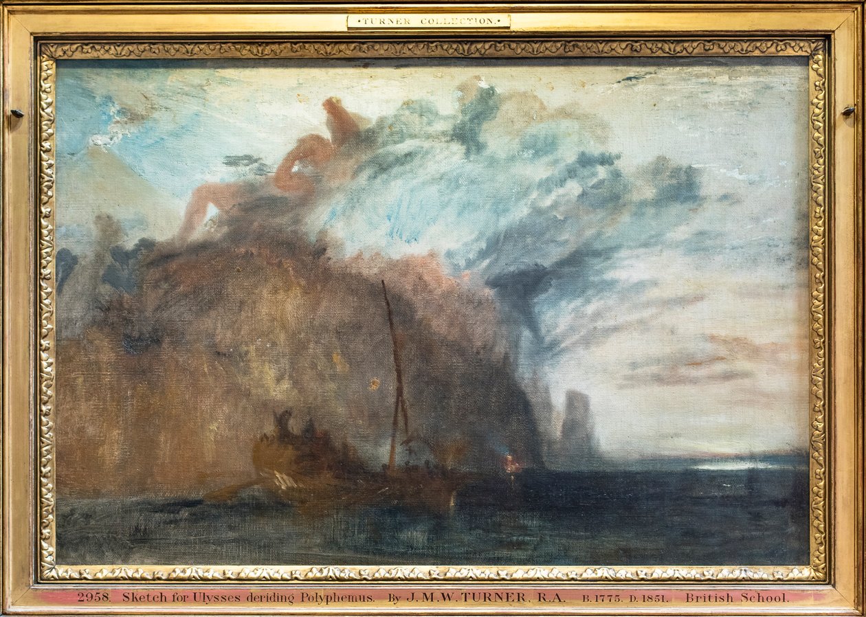 Skisse til «Ulysses håner Polyfemos», ca. 1827–28 (olje på lerret) av Joseph Mallord William Turner