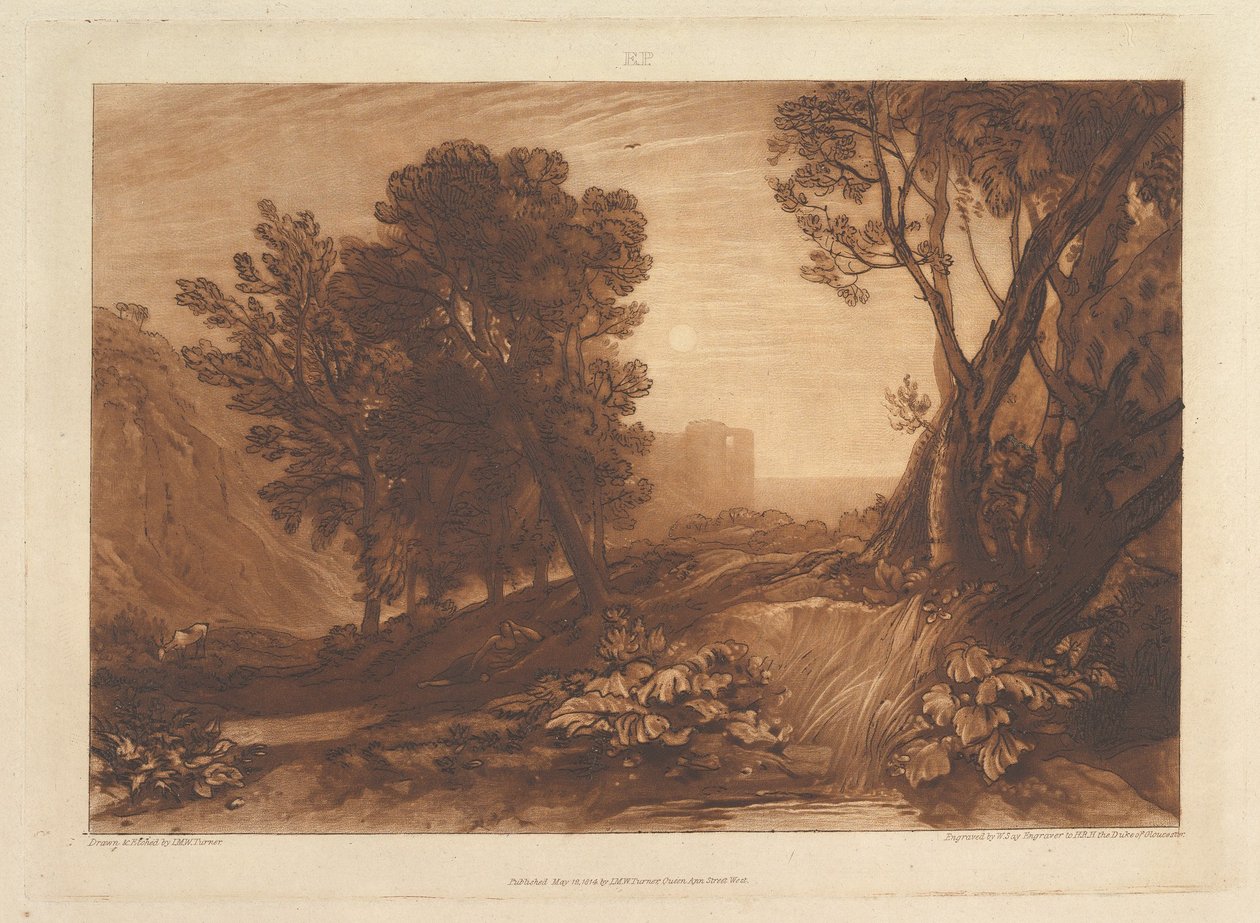 Solitude, eller The Reading Magdalen Liber Studiorum, del XI, plate 53, 12. mai 1814. av Joseph Mallord William Turner