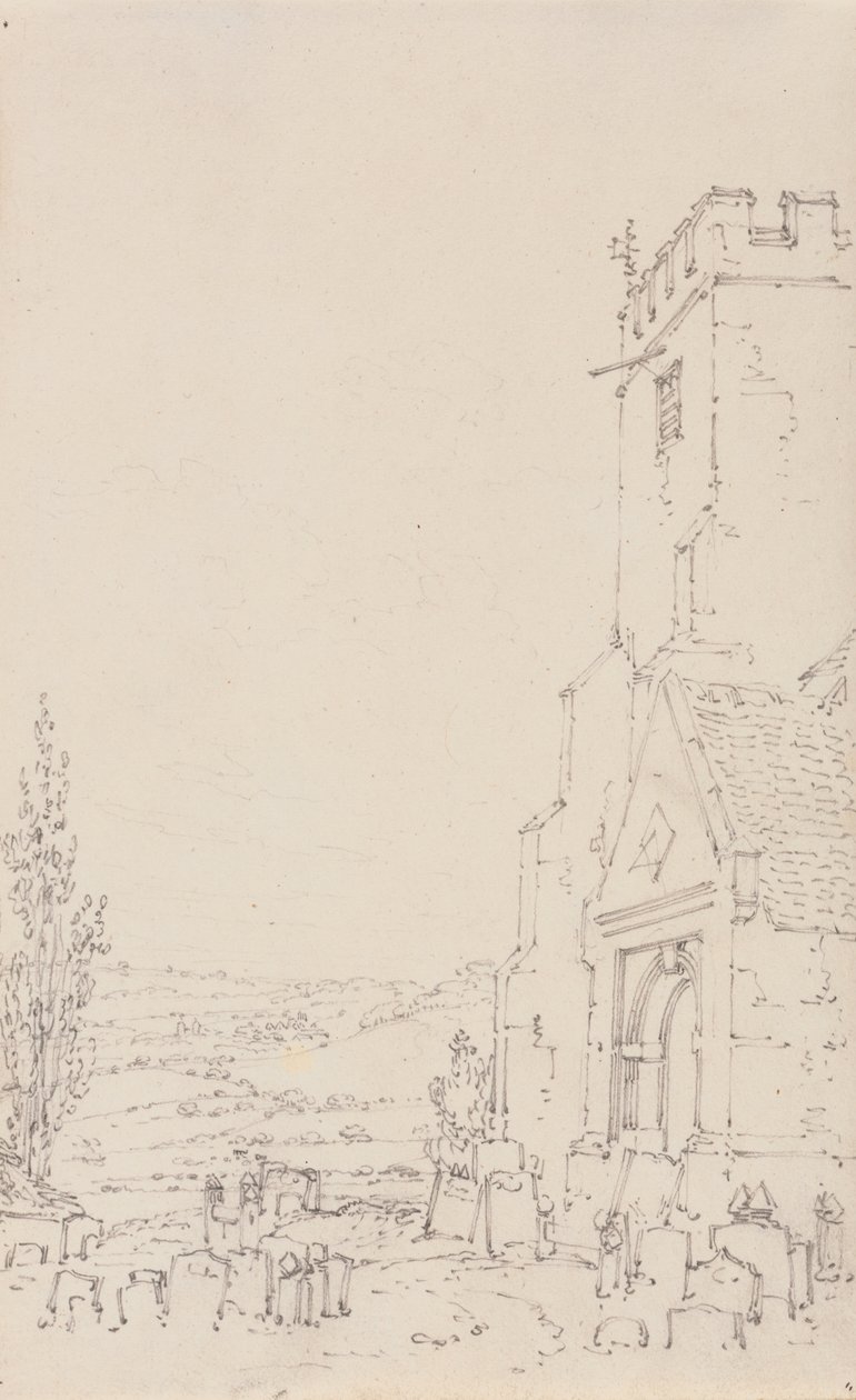 South Porch and Tower of an Unidentified Church, ca. 1790-95 (blyant på lagt papir) av Joseph Mallord William Turner