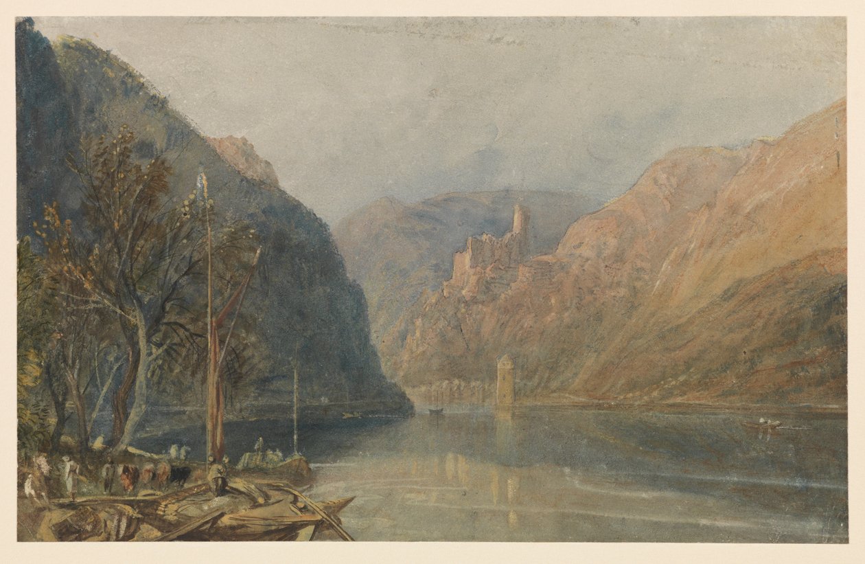 St Goarshausen og Katz slott, 1817 av Joseph Mallord William Turner