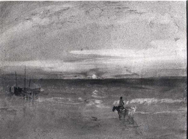 Solnedgang (akvarell) (s/hvitt bilde) av Joseph Mallord William Turner