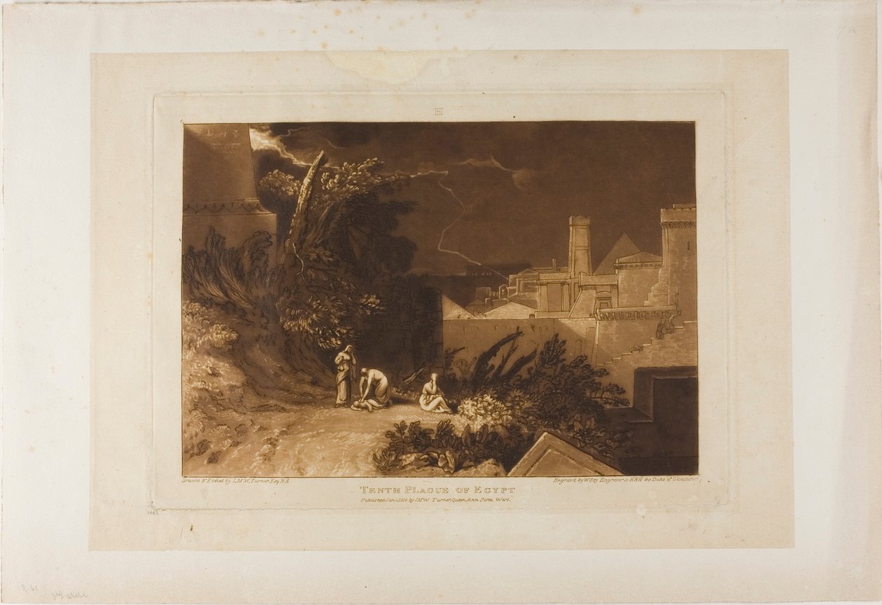 Tiende plage of Egypt, plate 61 fra Liber Studiorum av Joseph Mallord William Turner