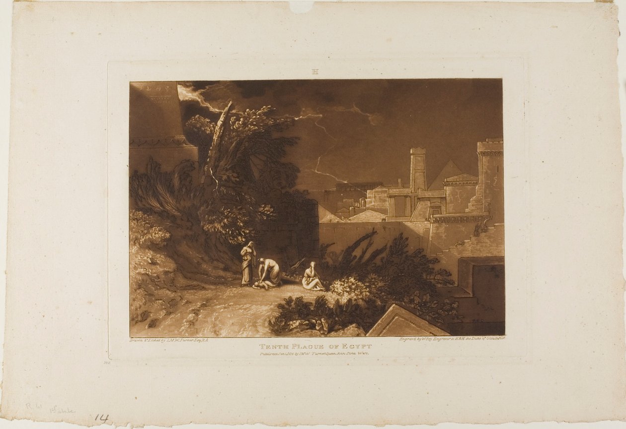 Tiende plage i Egypt, plate 61 fra Liber Studiorum av Joseph Mallord William Turner