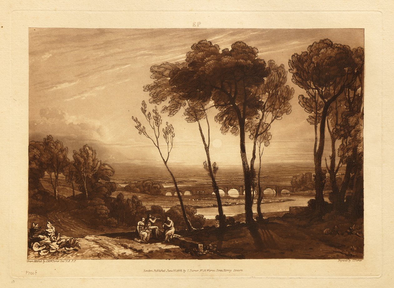 Broen i mellomgrunnen av Joseph Mallord William Turner