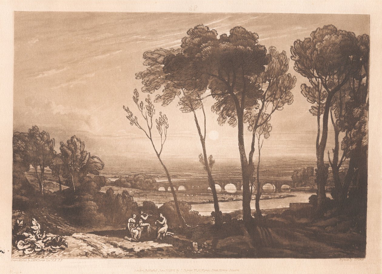Broen i mellomgrunnen av Joseph Mallord William Turner