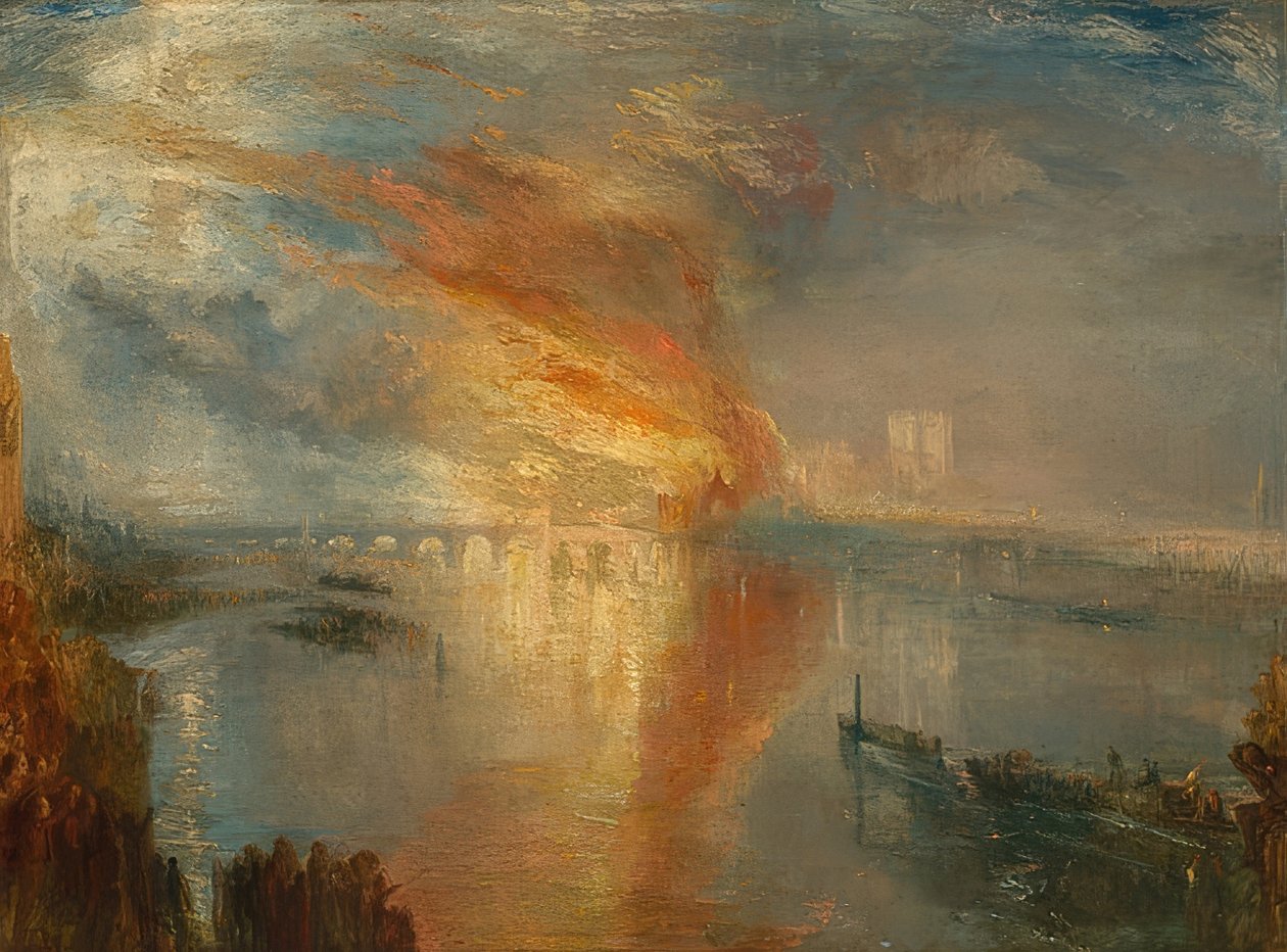 The Burning of the Houses of Lords and Commons, 16. oktober 1834. 1835 av Joseph Mallord William Turner