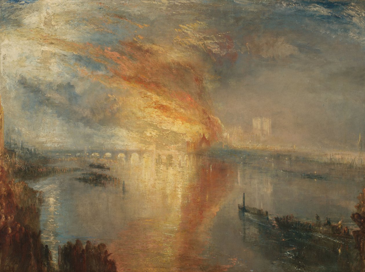 The Burning of the Houses of Lords and Commons, 16. oktober 1834, 1835 av Joseph Mallord William Turner